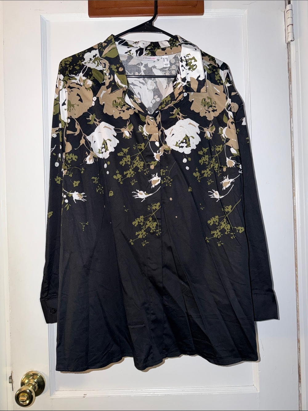 Isaac Mizrahi Live Black Floral Button-Down Shirt size 22W